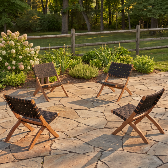 Set de 4 Sillas Plegable de Madera para Exterior Eris, Negro, Diseño Fresco y Moderno
