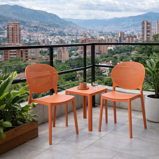 Silla Florida, Color Terracota, con Espaldar y Diseño Moderno
