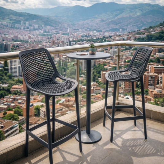 Silla para Bar Miame, Color Gris Oscuro, con Reposa Pies Doble Proposito