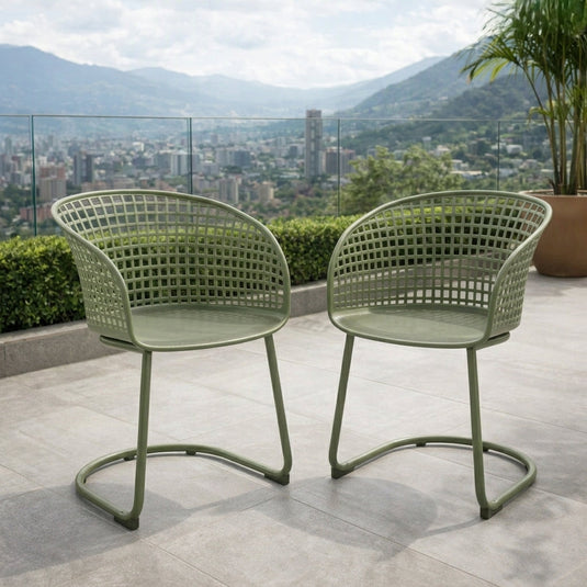 Set de 2 con Brazos Calcuta, Verde, con Patas Metálica
