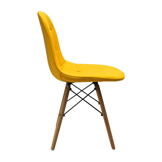 Kit por 2 Silla Botones Eames Acolchada - Amarilla