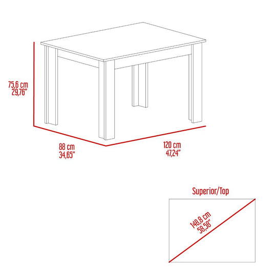 Combo Aura, Incluye Comedor y 4 Sillas con Espaldar en Color Blanco
