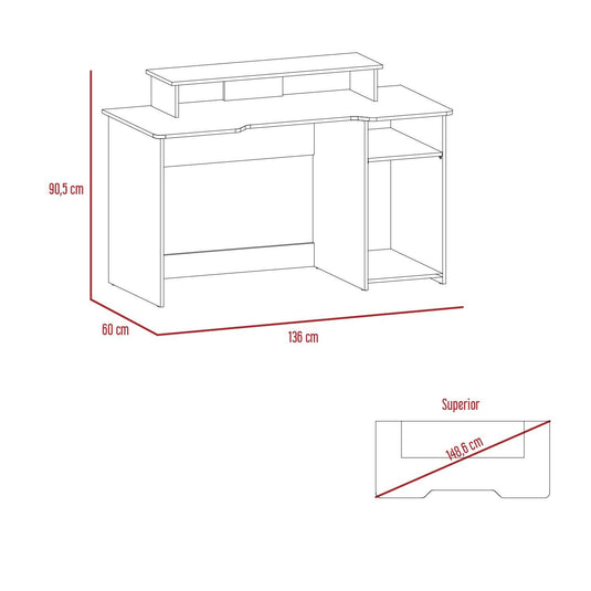 Combo Gamer , Wengue y Rojo, Incluye Escritorio y Silla Gamer