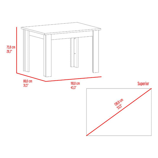 Mesa para Comedor Estrella 110, Miel, con Espacio para Cuatro Personas, No Incluye Sillas