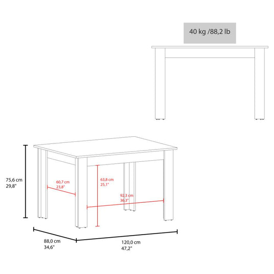 Mesa para Comedor Estrella 120, Avellana, con Espacio para Cuatro Personas, No Incluye Sillas