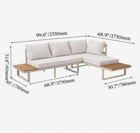 Set de Terraza Sicilia, Beige, con estructura en Aluminio ligero y resistente