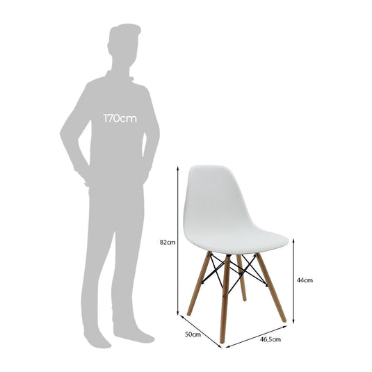 Kit por 2 sillas Eames Patas En Madera para comedor, sala, restaurante - Blanca