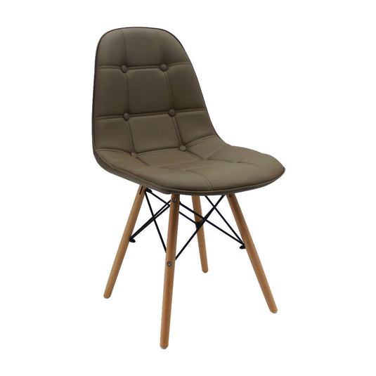 Kit por 4 Silla Botones Eames Acolchada - Beige