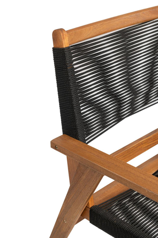 Set de 4 Sillas Plegable de Madera para Exterior Lomy, Negro, con Brazos