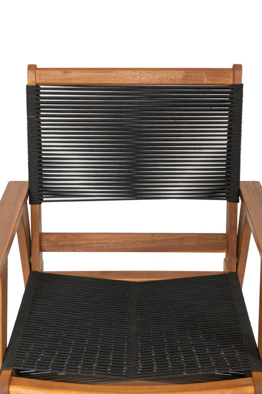Set de 4 Sillas Plegable de Madera para Exterior Lomy, Negro, con Brazos