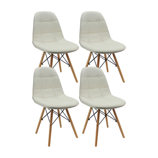 Kit por 4 Silla Botones Eames Acolchada - Blanca