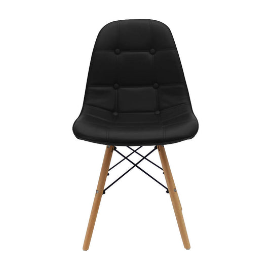 Kit por 4 Silla Botones Eames Acolchada - Negra
