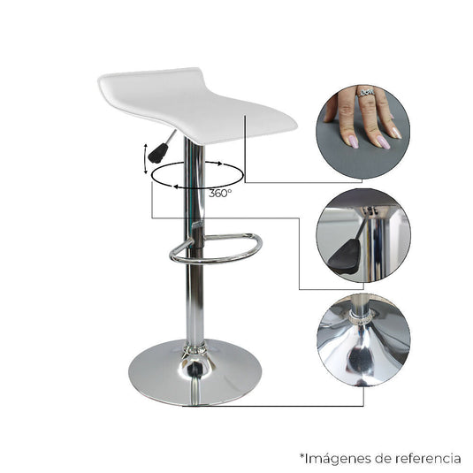 Kit por 2 Silla Tapizada Lisa Tipo Bar - Blanca
