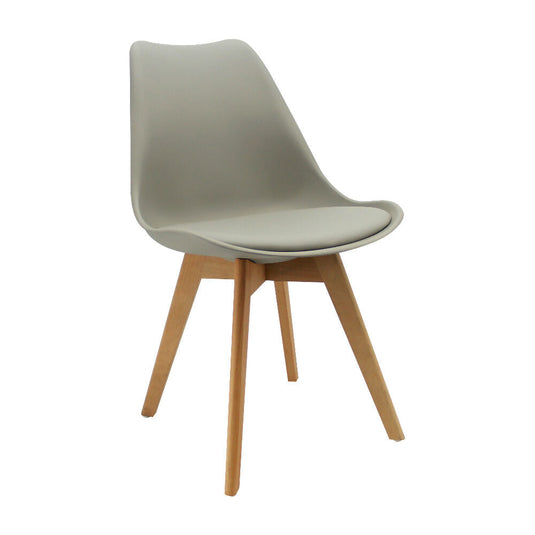 Kit Por 4 Silla Oslo Asiento Acolchado Patas en Madera - Gris