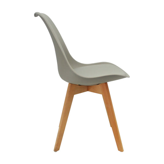 Kit Por 4 Silla Oslo Asiento Acolchado Patas en Madera - Gris