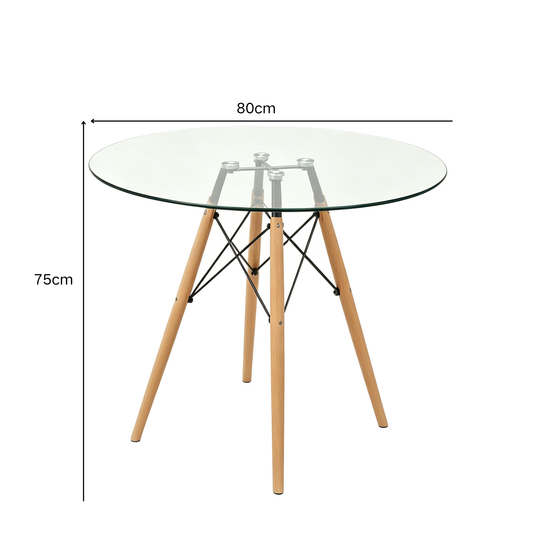Mesa Redonda 80 cm, en Vidrio Templado
