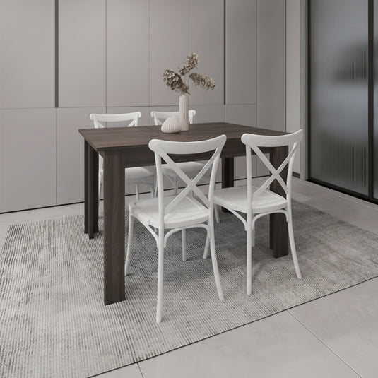 Combo Artera, Incluye comedor y 4 Sillas Con espaldar Color Blanco