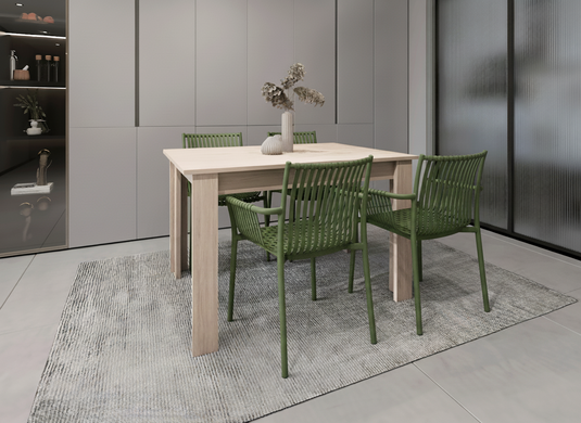 Combo Marow, Incluye Comedor y 4 Sillas En Color Verde Oliva