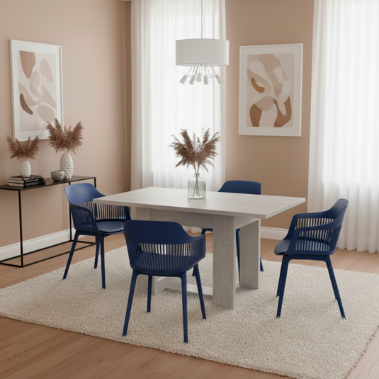 Combo Keuv, Incluye Comedor y 4 Sillas En Color Azul