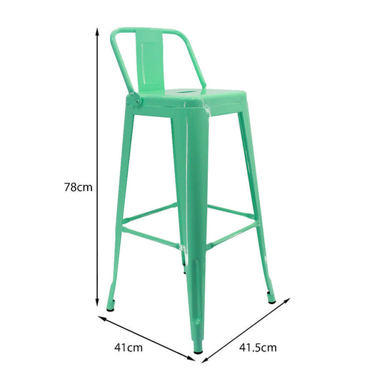 Butaco Alto Tolix Con Espaldar Tipo Bar - Verde Menta