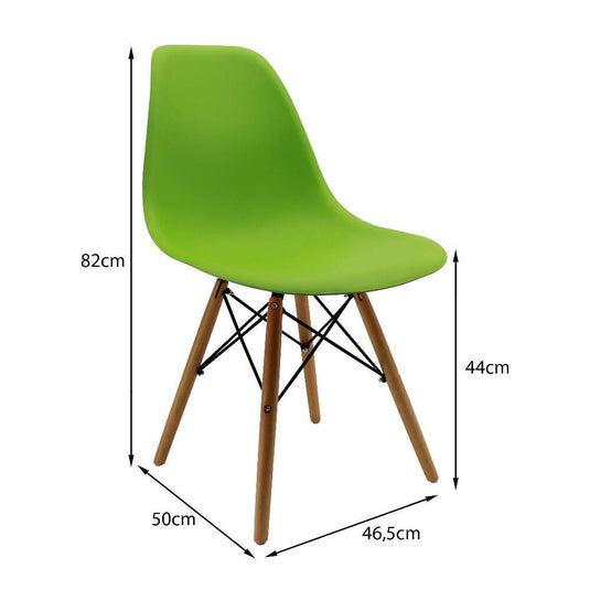 Kit por 4 sillas Eames Patas En Madera para comedor, sala, restaurante - Verde