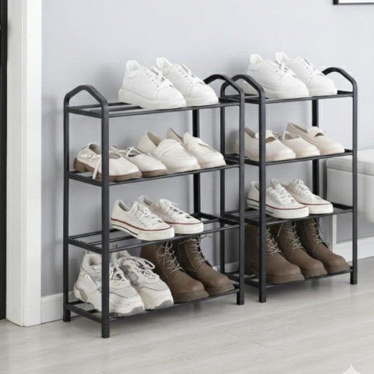 Zapatero organizador Tody, Negro, de 4 niveles con amplio espacio para 8 pares