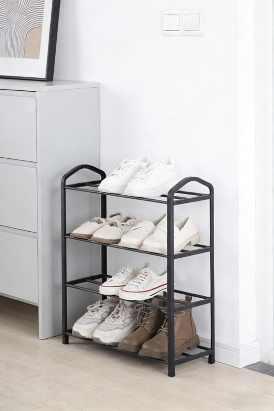 Zapatero organizador Tody, Negro, de 4 niveles con amplio espacio para 8 pares