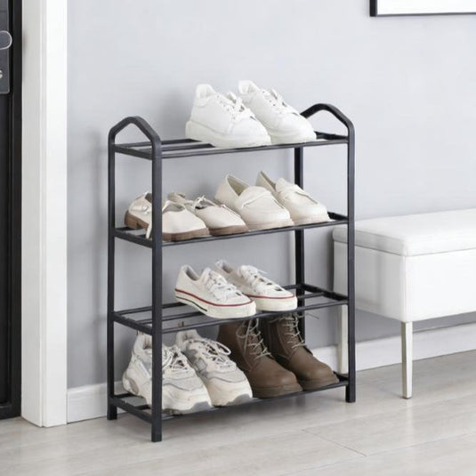 Zapatero organizador Tody, Negro, de 4 niveles con amplio espacio para 8 pares
