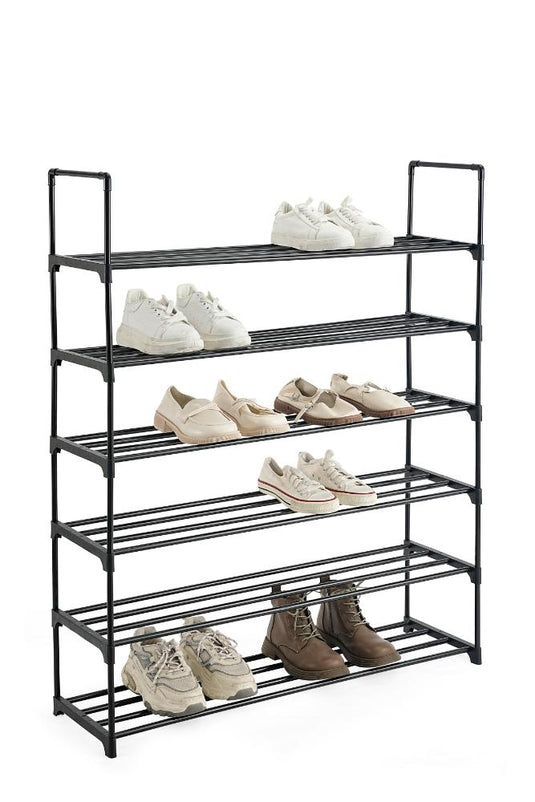 Zapatero organizador Kora, Negro, De 5 niveles con amplio espacio para 24 pares