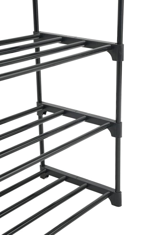 Zapatero organizador Kora, Negro, De 5 niveles con amplio espacio para 24 pares