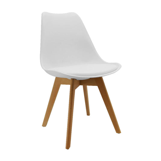 Silla Oslo Asiento Acolchado Patas en Madera - Blanca