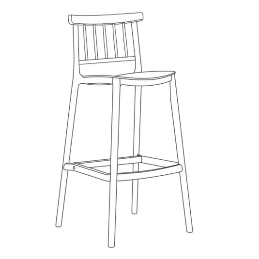 Set de 2 Sillas para Bar Oxford, Gris, con Espaldar en Barras y Diseño Minimalista