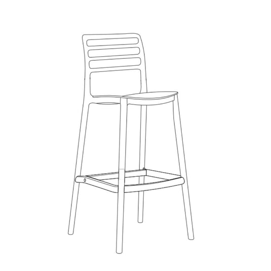 Set de 2 Sillas para Bar Palawan, Negro, con Espaldar Abierto y Diseño Minimalista