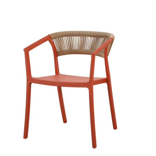 Silla Balí, Terracota, con Espaldar en Cuerdas y Diseño Moderno