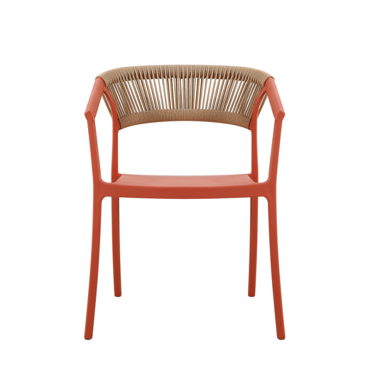 Silla Balí, Terracota, con Espaldar en Cuerdas y Diseño Moderno