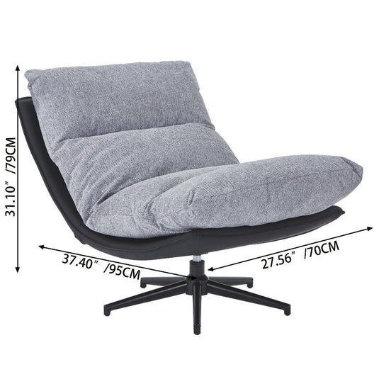 Poltrona Giratoria Marsella, Negro y Gris, Con Diseño Moderno
