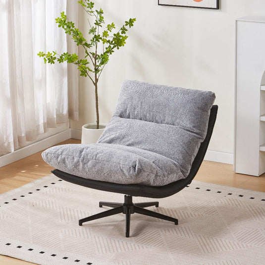 Poltrona Giratoria Marsella, Negro y Gris, Con Diseño Moderno