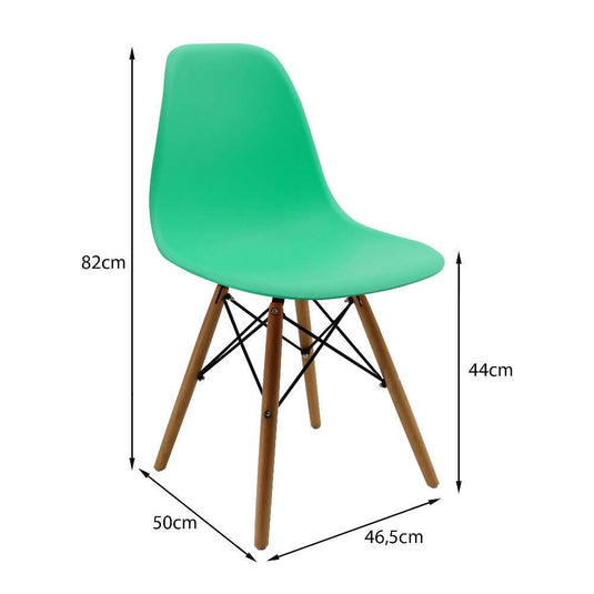 Kit por 2 sillas Eames Patas En Madera para comedor, sala, restaurante - Verde Menta
