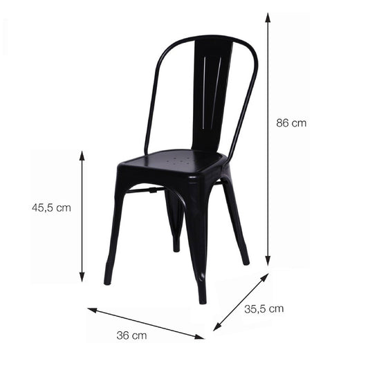 Kit por 4 Silla Tolix Metalica Para Comedor Restaurante - Negra