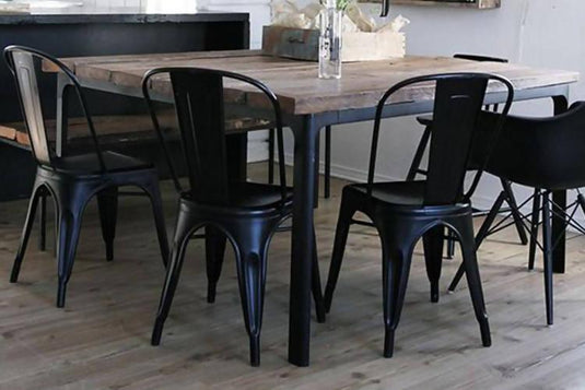 Kit por 4 Silla Tolix Metalica Para Comedor Restaurante - Negra