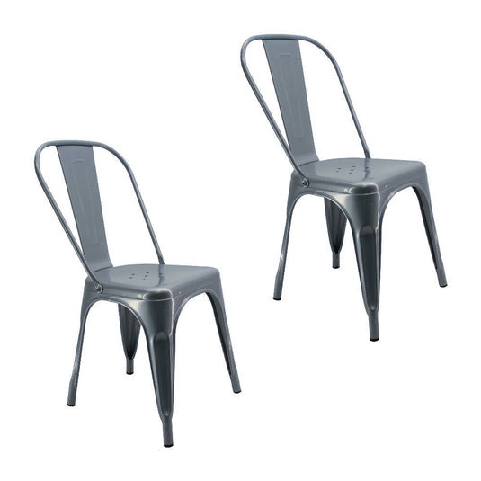 Kit por 2 Silla Tolix Metalica Para Comedor Restaurante - Gris
