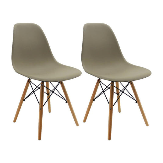 Kit por 2 sillas Eames Patas En Madera para comedor, sala, restaurante - Beige