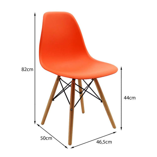 Kit por 2 sillas Eames Patas En Madera para comedor, sala, restaurante - Naranjas