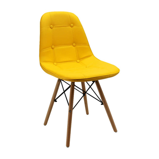 Kit por 2 Silla Botones Eames Acolchada - Amarilla
