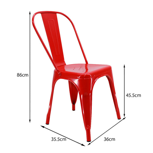 Kit por 4 Silla Tolix Metalica Para Comedor Restaurante - Roja