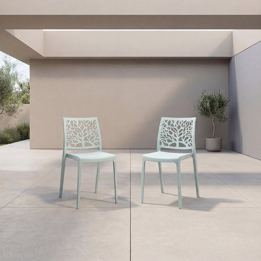 Set de 2 Sillas Harlem, Azul Claro, con Espaldar en Forma de Árbol y Diseño Minimalista