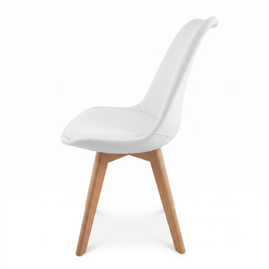 Kit Silla Derik, Blanco y Café Claro, con Espaldar y Patas en Madera X2