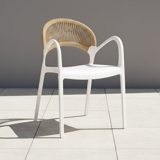 Silla Daytona, Blanco y Café claro , Con Espaldar, Reposa Brazos y Diseño Minimalista