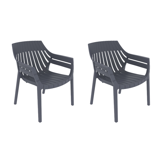 Set de 2 Sillas con Brazos Arena, Gris Oscuro, con Espaldar y Diseño Moderno