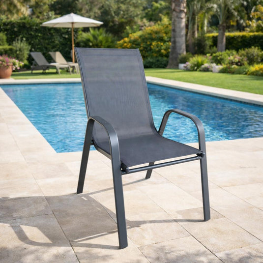 Set de 2 Sillas de Terraza Char, Gris, con Brazos y Patas de Metal
